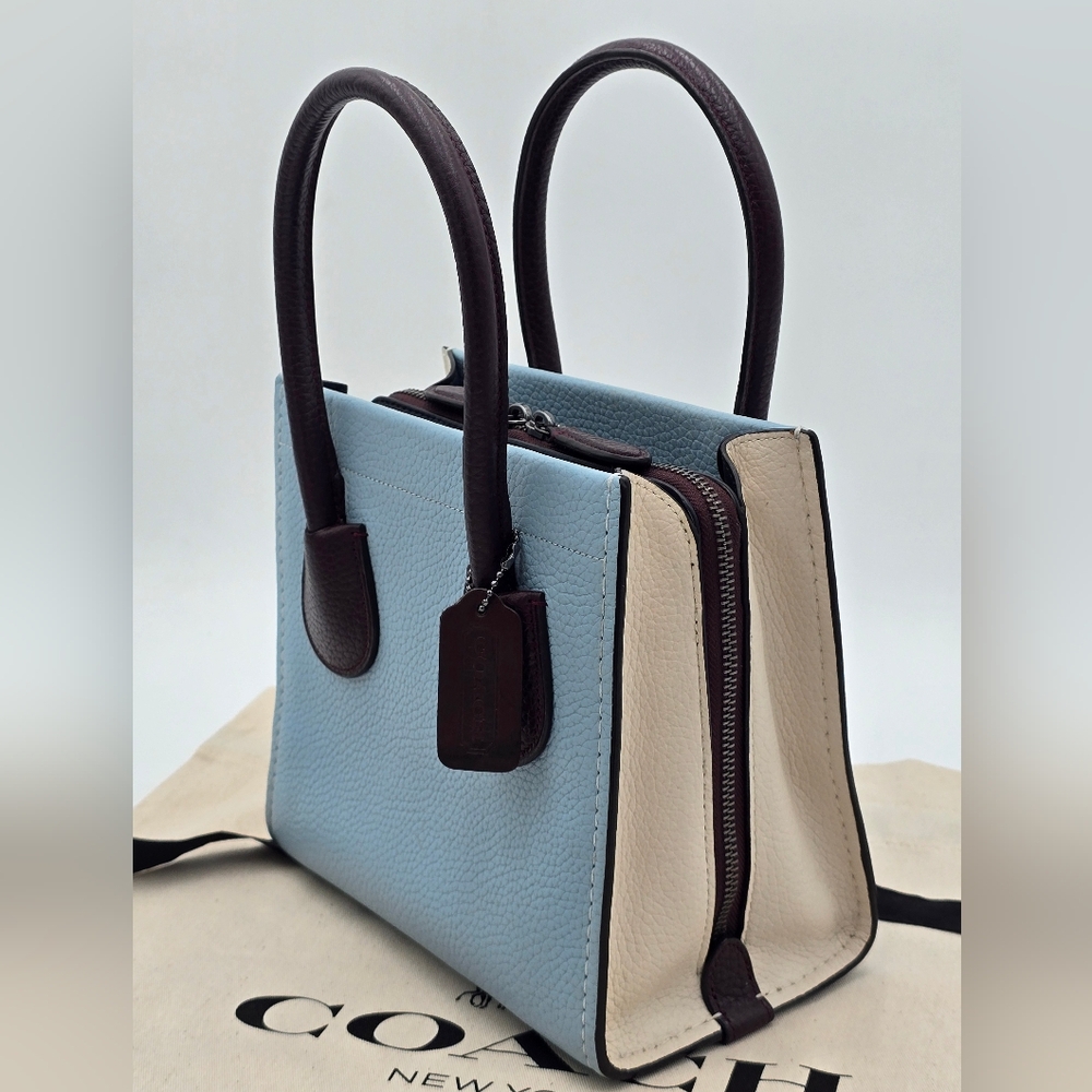 Coach Pebble Leather Cashin Carry Tote 22 In Colorblock, EUC - Picture 2 of 16